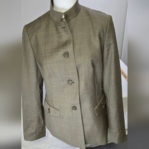 346 BROOKS BROTHERS Women's Size 8 Tan Jacket, 💯 Wool Shell Rn93986